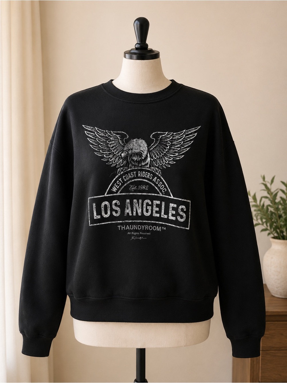 The Laundry Room Black Los Angeles Winged Skull Sweatshirt - Picture 2 of 3